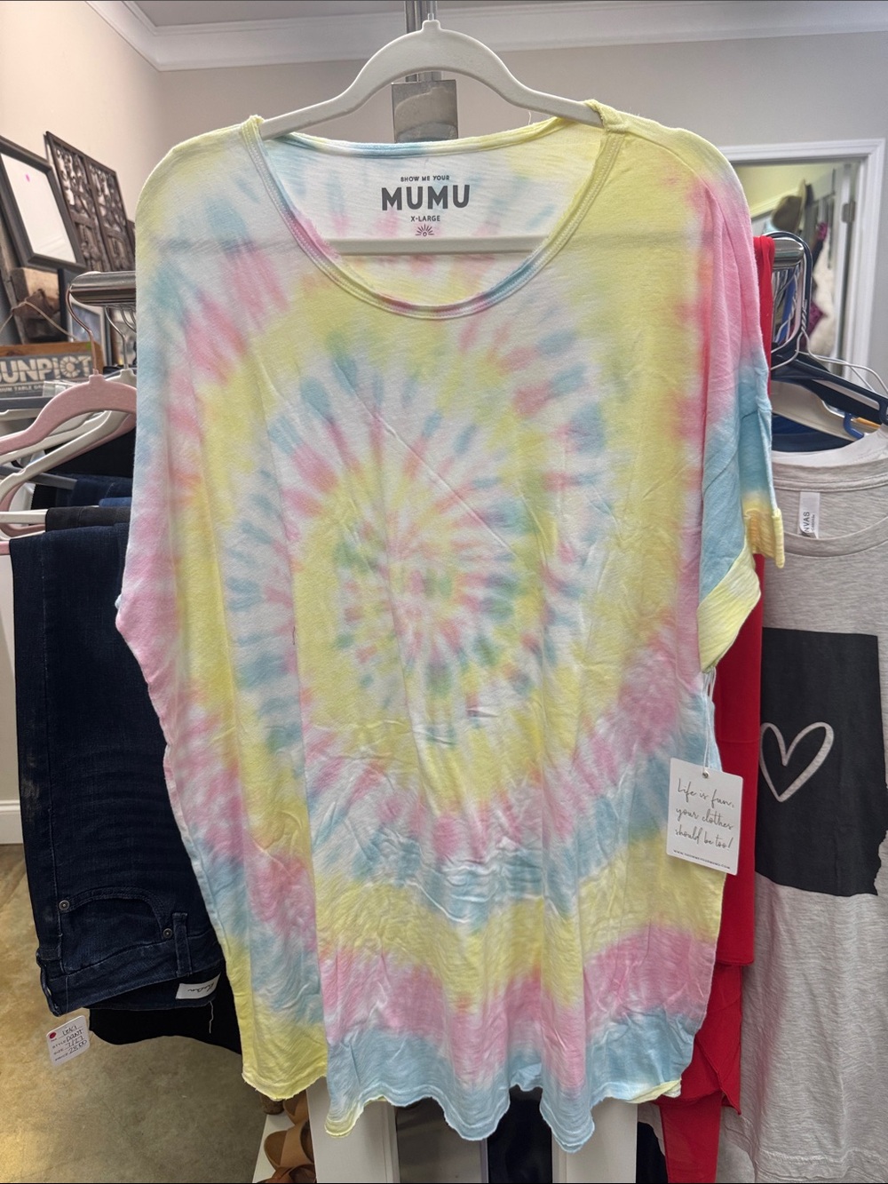 Show Me Your MuMu Pastel Tie-Dye Tunic Top - Yellow, Pink, Blue